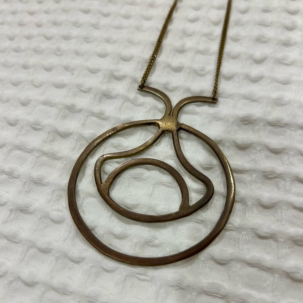 Anthropologie Long Gold/Bronze Pendant Necklace